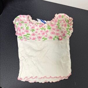 Floral Pink and White Kids Short Sleeve Tee